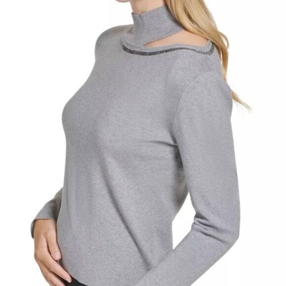 Calvin Klein Cut Out Sweater With Sequin Trim Size Medium - Picture 3 of 4
